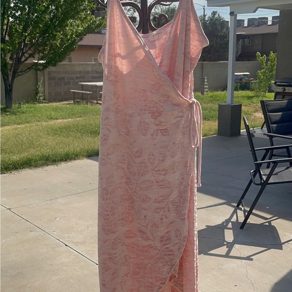 Everly Light Pink Asymmetrical Wrap Dress - Picture 3 of 12